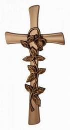 Kreuz bronzefarben mit Rose 36 x 18 cm