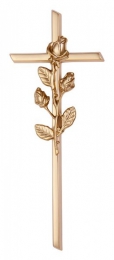 Kreuz goldfarben mit Rose 29,5 x 11,5 cm