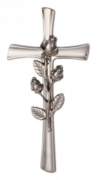 Kreuz mit Rose silberfarben 25x12,5 cm