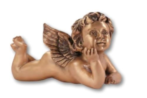 Grabengel liegend aus Bronze 22,5 cm