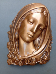 Wandornament Madonna aus Bronze 16 cm