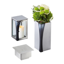 Grablampe Edelstahl mit Strasssteine 23 cm