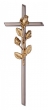 Kreuz silbergrau mit Rose 29,5x11,5 cm